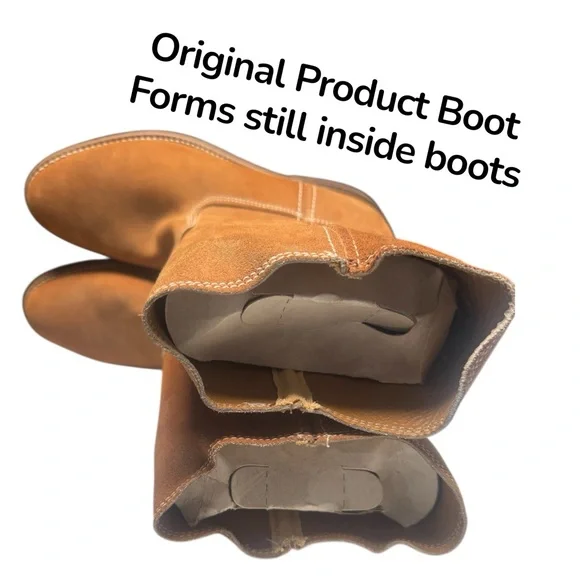 VTG NOS 70s Mens Boots Suede RARE Vulcan Brand NEVER WORN Sturdy Protect SZ 10.5 - Picture 2 of 11